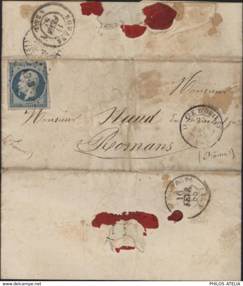 Crimée Au Camp Cernant Sebastopol YT 14 Empire ND Oblit Losange AO B CAD Armée D'Orient 28 Janv 1855 Pièce D'or Texte - Army Postmarks (before 1900)