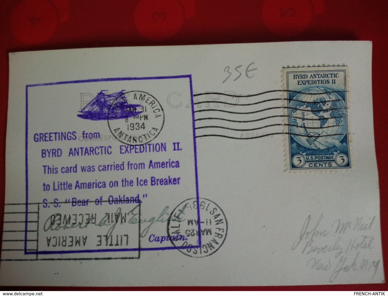 EXPEDITION POLAIRE LITTLE AMERICA  EMPEROR PENGUINS CACHET TIMBRE - Sonstige & Ohne Zuordnung