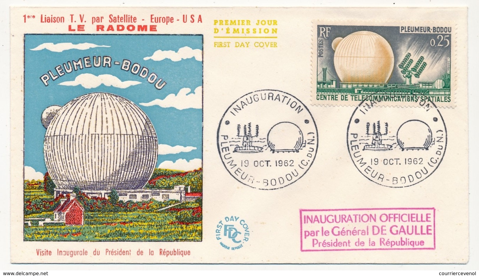 FRANCE => 4 Enveloppes FDC - Pleumeur Bodou / PJ Et Inauguration - 29 Sept 1962 Et 19 Oct 1962 - Telecom