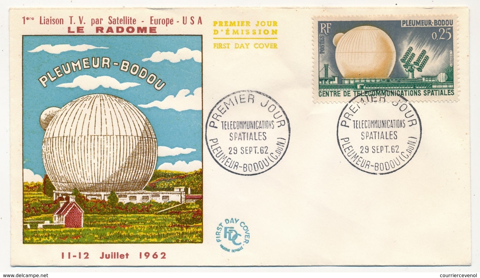 FRANCE => 4 Enveloppes FDC - Pleumeur Bodou / PJ Et Inauguration - 29 Sept 1962 Et 19 Oct 1962 - Telecom