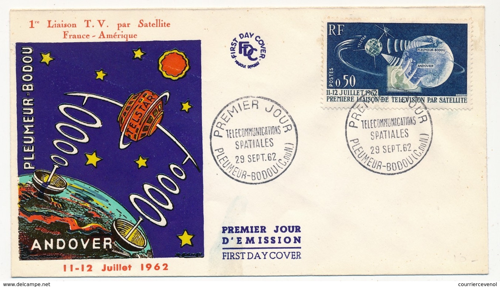 FRANCE => 4 Enveloppes FDC - Pleumeur Bodou / PJ Et Inauguration - 29 Sept 1962 Et 19 Oct 1962 - Telecom