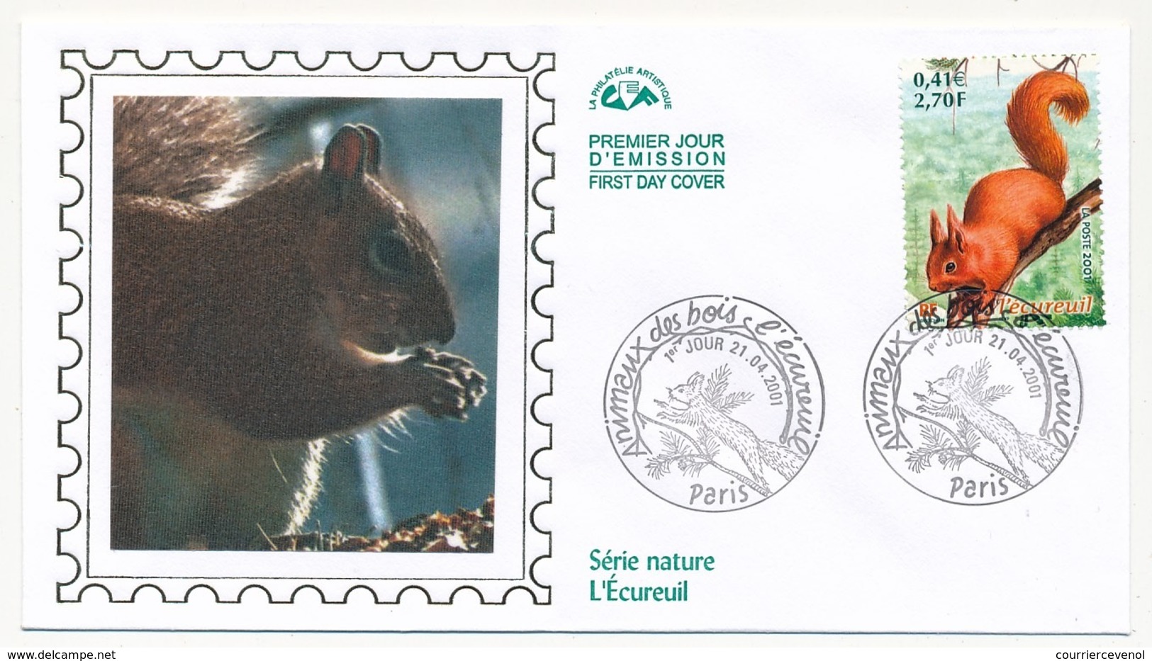 FRANCE => 4 Enveloppes FDC - Animaux Des Bois - Ecureuil, Chevreuil, Hérisson, Hermine - Paris 21 Avril 2001 - Autres & Non Classés