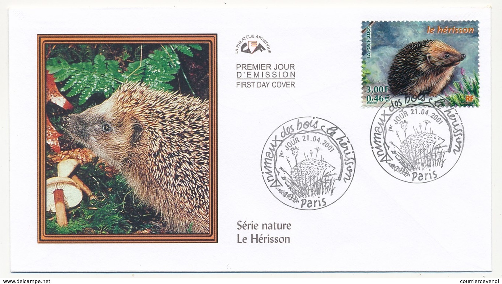 FRANCE => 4 Enveloppes FDC - Animaux Des Bois - Ecureuil, Chevreuil, Hérisson, Hermine - Paris 21 Avril 2001 - Altri & Non Classificati