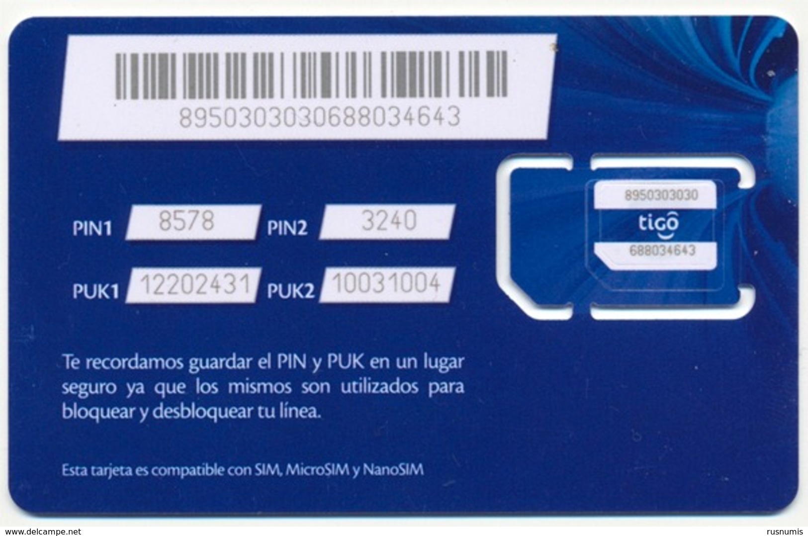 EL SALVADOR GSM (SIM) CHIP CARD TIGO 4G LTE MINT UNUSED - Salvador