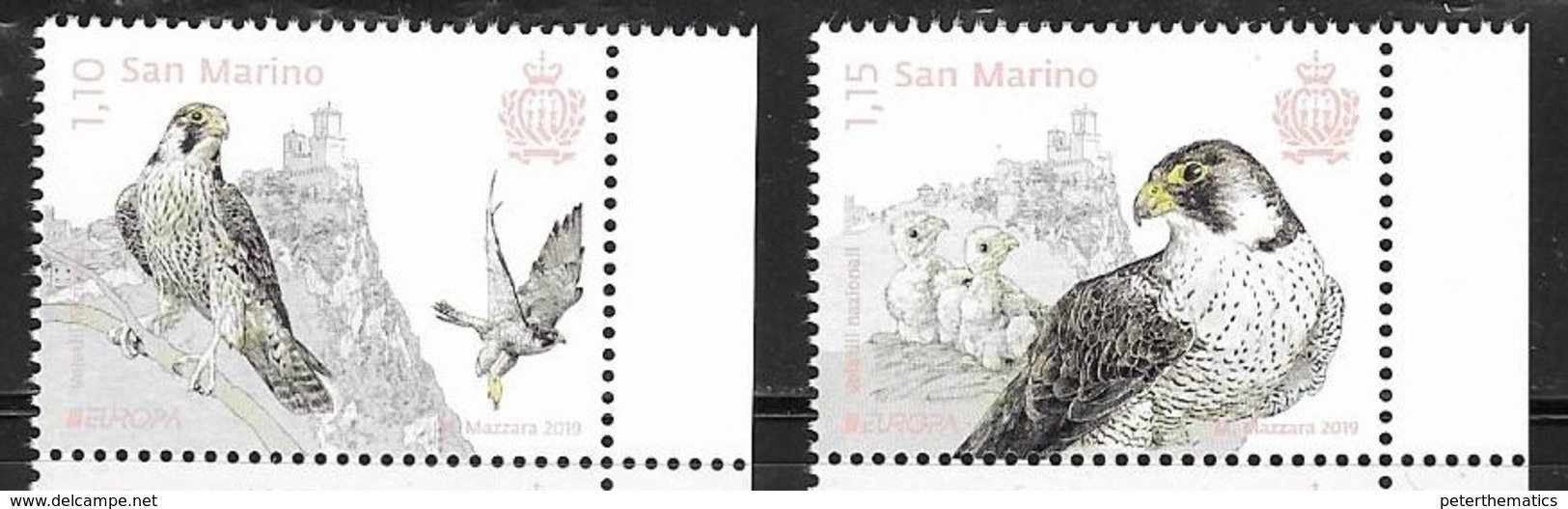 SAN MARINO, 2019, MNH, EUROPA, BIRDS, BIRDS OF PREY, 2v - 2019