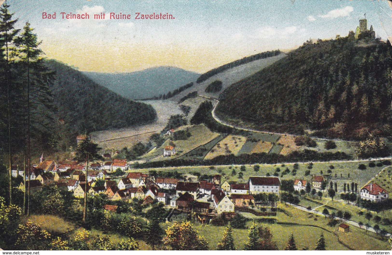 Deutsches Reich PPC Bad Teinach Mit Ruine Zavelstein Nr. 3020 Verlag C. Fuchs TEINACH 1919 Brotype Ia KOLDING Denmark - Bad Teinach