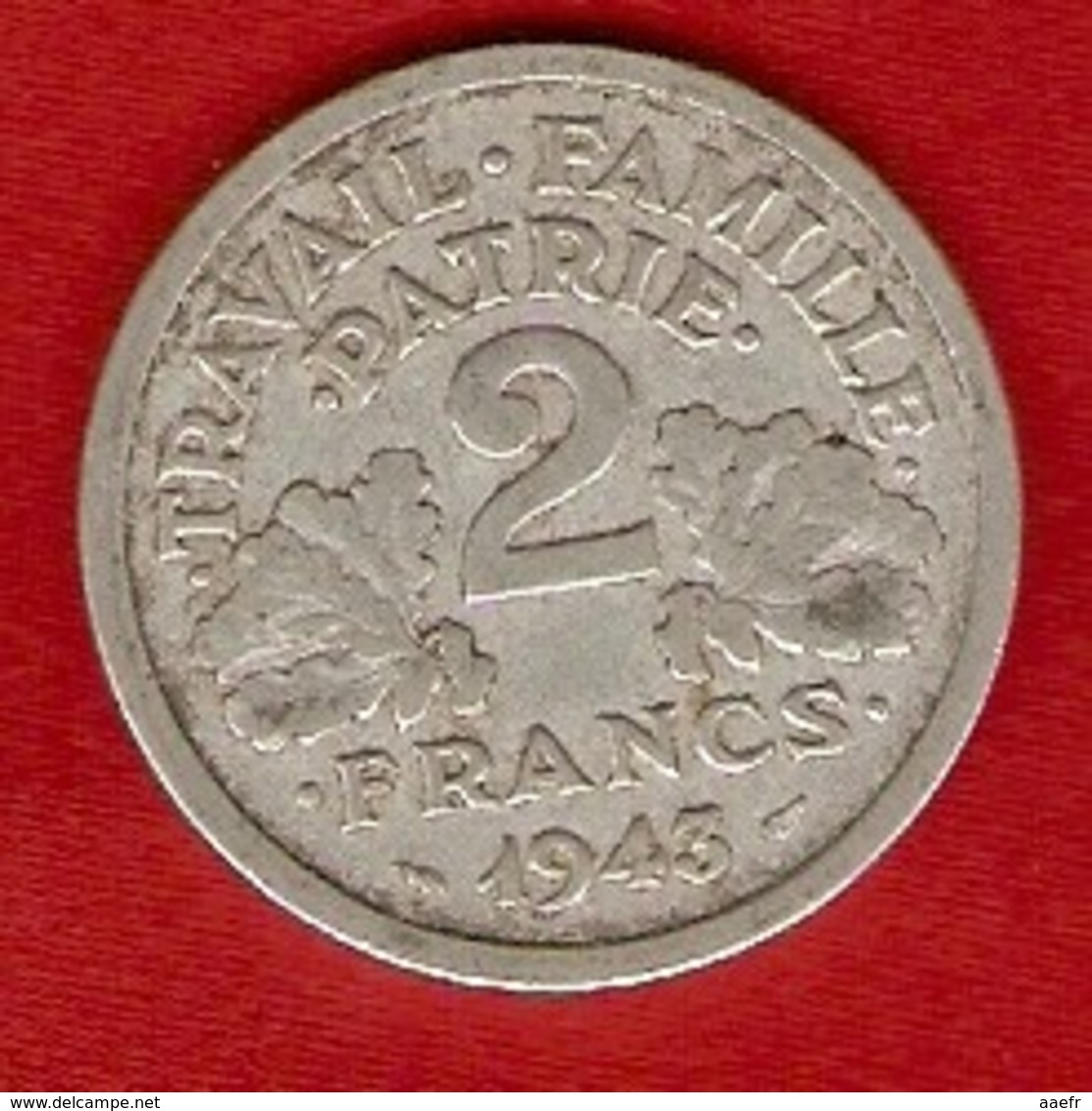 France 1943 : 2 Francs Type Bazor - Anciens Francs - Régime De Vichy - Monnaie - Autres & Non Classés