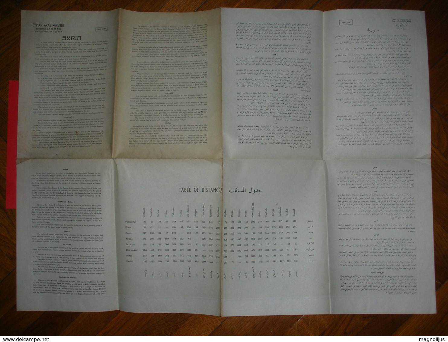 R!,Syria,arab Republic,geographical Map,table Of Distances,touristic Info,history,cities,dim.69x50cm - Geographical Maps