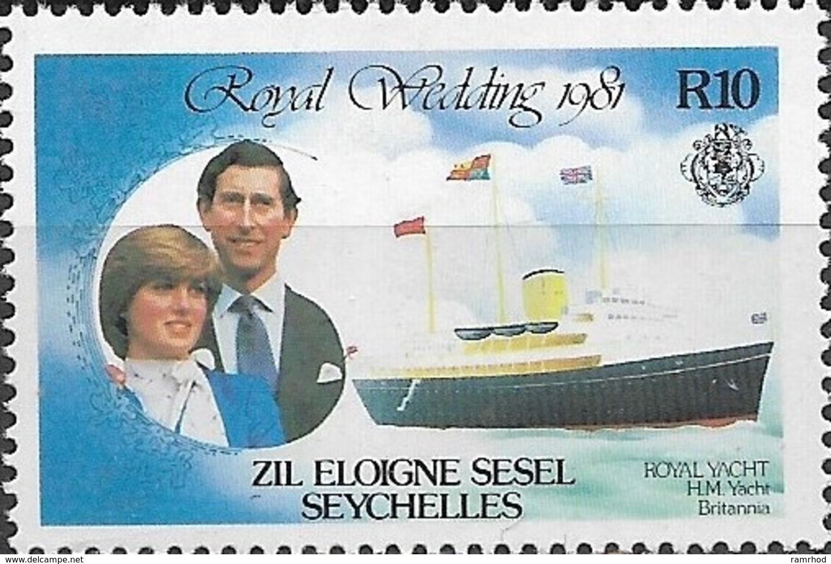 ZIL ELWANNYEN SESEL 1981 Royal Wedding - 10r - Britannia MNH - Seychelles (1976-...)