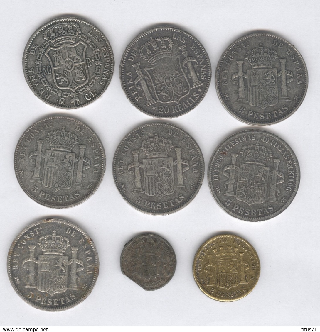 Lot De 9 Monnaies Espagnoles Fausses - Fake Coins - Exonumia - Autres & Non Classés