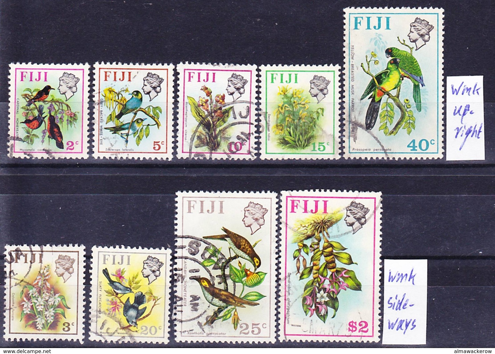 Fiji 1971-73 Definitives Lot Wmk Mult. St. Edwards Crown CA, See Wmk Position Descriptions! Used O - Fiji (1970-...)