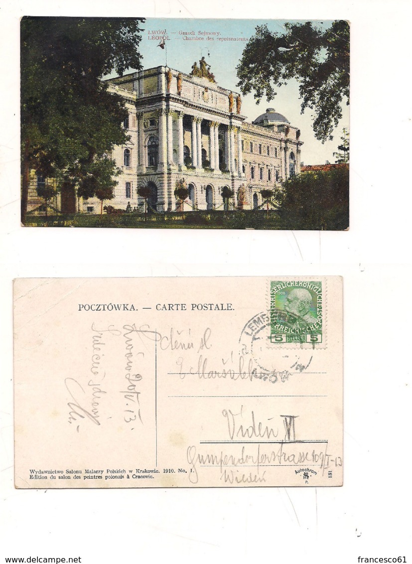 FB144 POSTCARD UKRAINA LEOPOL LEOPOLI 1913 Stamps AUSTRIA - Oekraïne