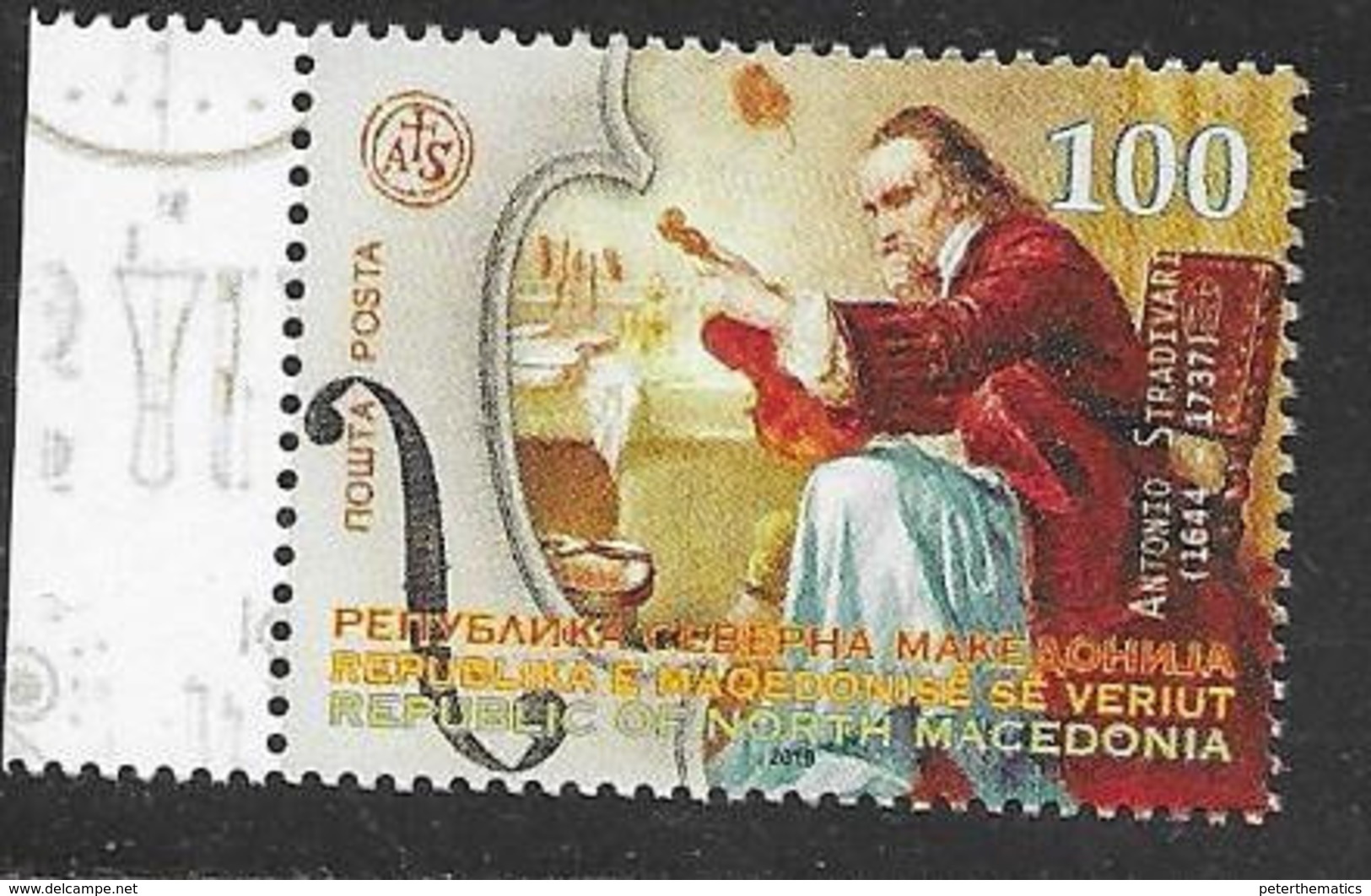 NORTH MACEDONIA, 2019, MNH, MUSIC, MUSICAL INSTRUMENTS, VIOLINS, ANTONIO STRADIVARIUS, 1v - Muziek