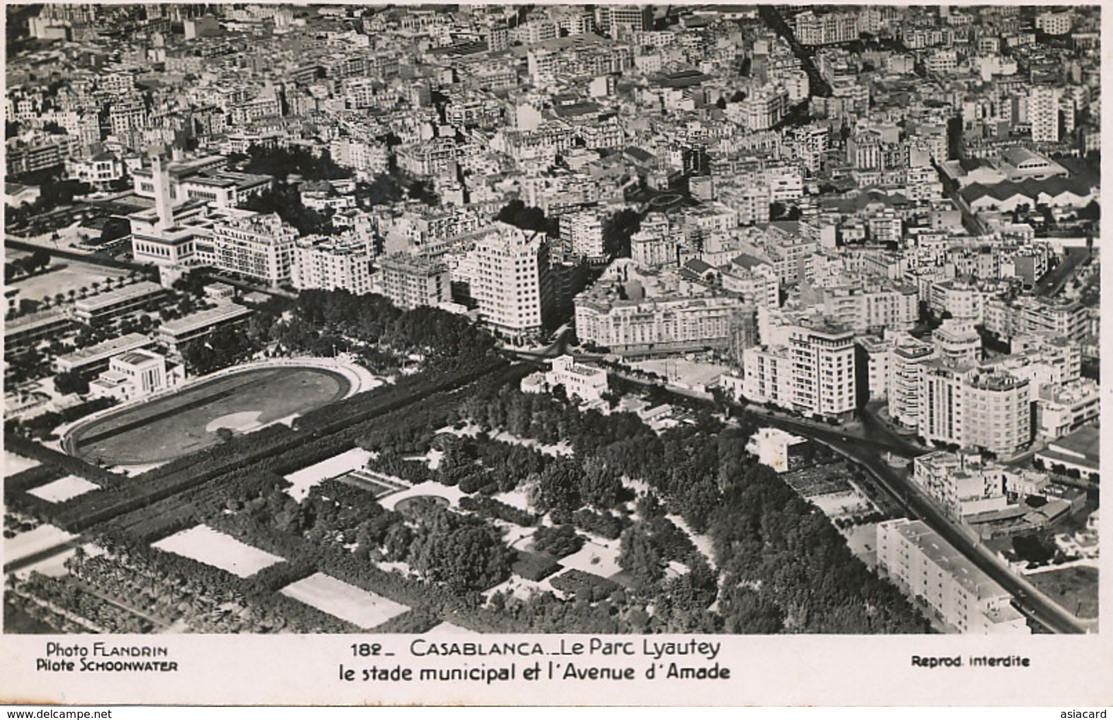 Vue Aerienne Arerial View Stade Municipal Et Avenue D' Amade . Stadium . Flandrin Envoi Poligny Nemours - Casablanca