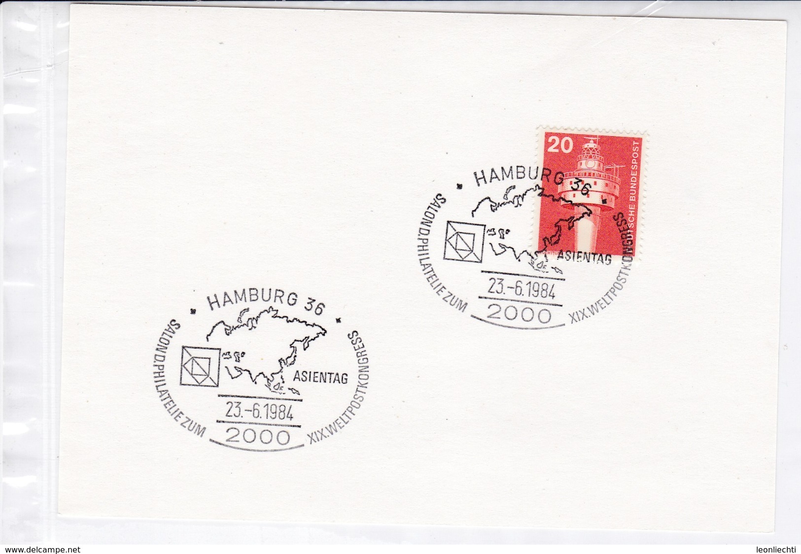 BRD.Mi:848 Sonderstempel: 2000 Hamburg 36.  23.6.1984 Asientag - Máquinas Franqueo (EMA)