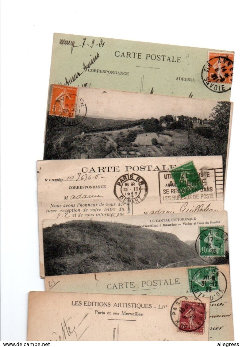 FRANCE...TIMBRE TYPE SEMEUSE CAMEE...VOIR DETAIL.....LOT DE 48 SUR CPA.......VOIR SCAN......LOT 20 - 1906-38 Semeuse Camée