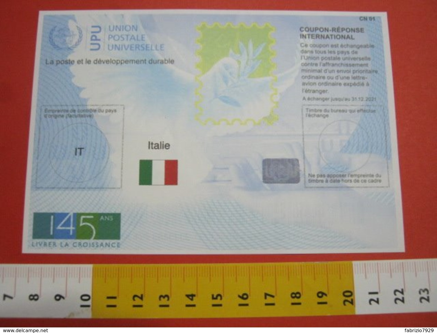 AAA.1 ITALIA  ITALY ITALIE 2019 IT NEW N. 3 PCS PZ. X COUPON REPONSE INTERNATIONAL 145 ANS UPU UNION POSTALE UNIVERSELLE - UPU (Universal Postal Union)