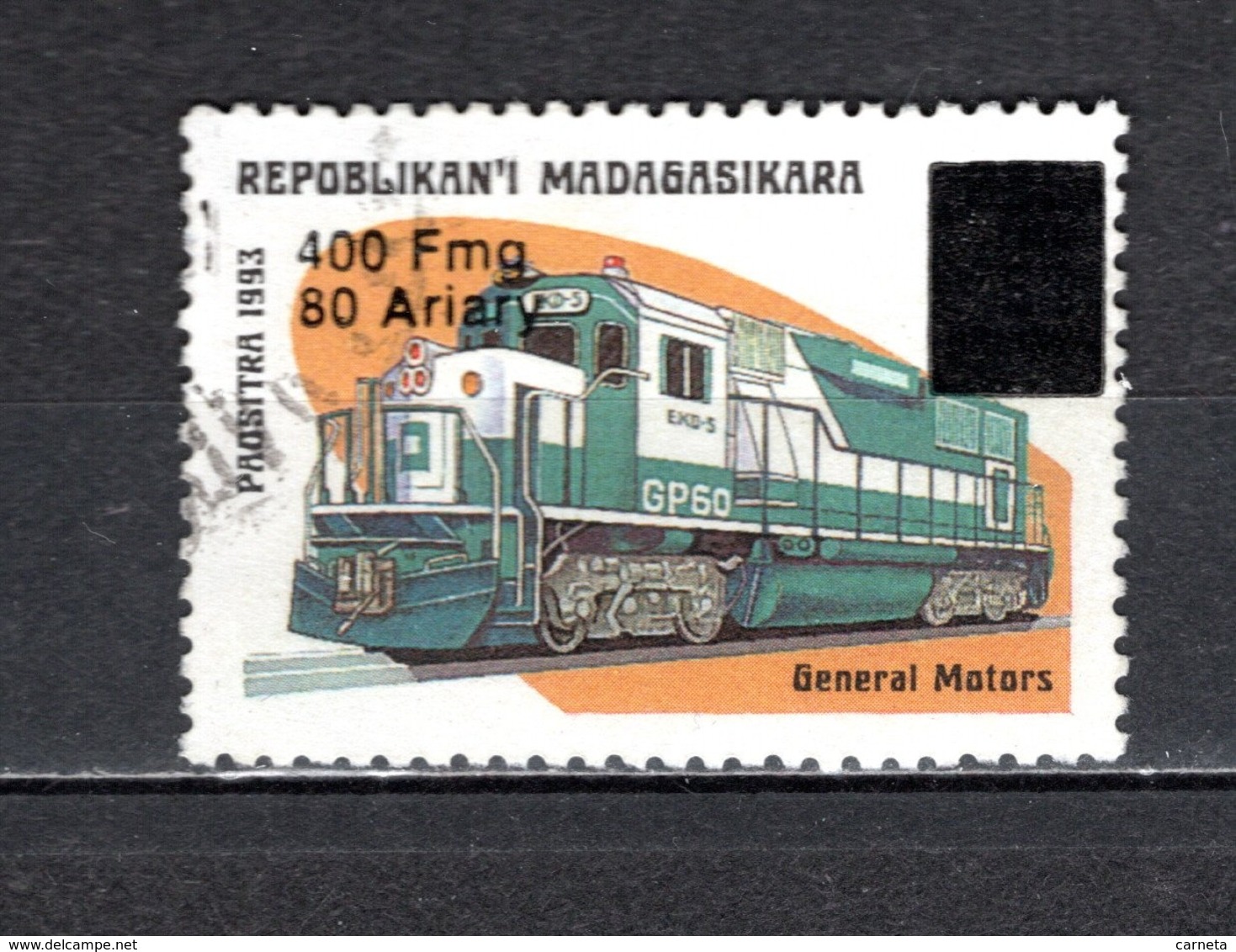MADAGASCAR N° 1681U   SURCHARGE LOCALE OBLITERE   COTE  ? €   TRAIN - Madagascar (1960-...)