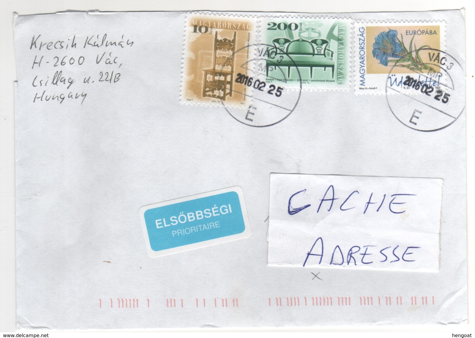 Beaux Timbres , Stamps ," Meubles ; EUROPA : Fleur  " Sur Lettre , Cover , Mail Du 25/02/2016  Pour La France - Cartas & Documentos