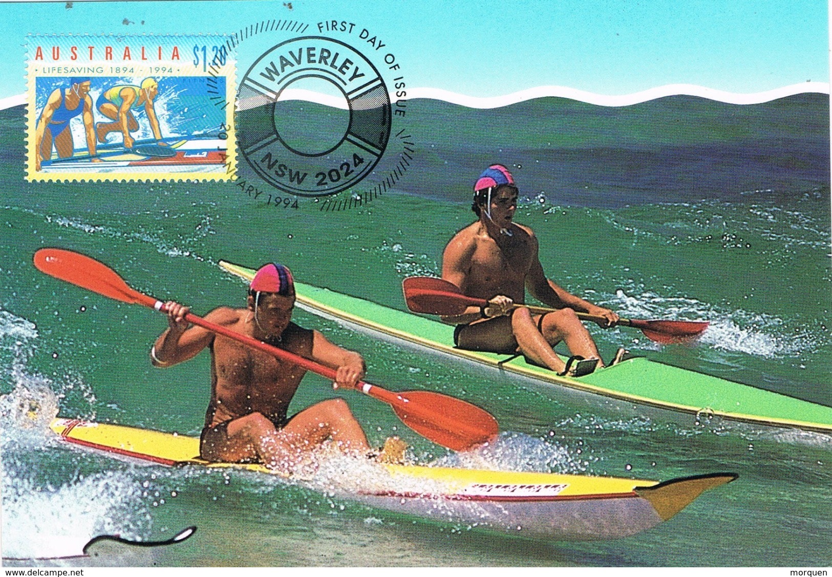 34749. Tarjeta Maxima Sport WAVERLEY (australia) 1994. Live Saving. SURF Ski Race - Ski Nautique