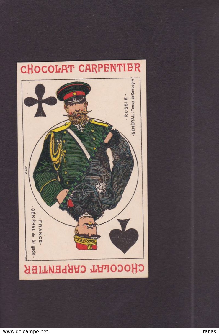 Chromo Jeu De Cartes Carte à Jouer Playing Cards Chocolat Carpentier Russie Russia Scan Du Dos Gerbault Chat Cat - Cartes à Jouer