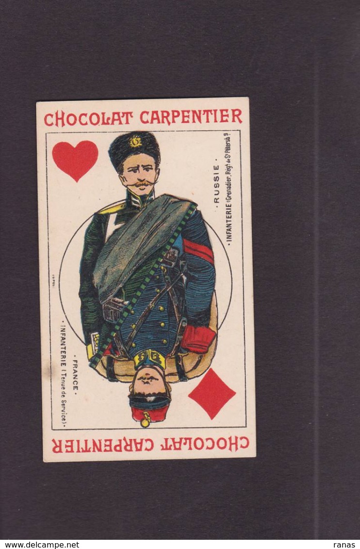 Chromo Jeu De Cartes Carte à Jouer Playing Cards Chocolat Carpentier Russie Russia Scan Du Dos Gerbault Chat Cat - Cartes à Jouer