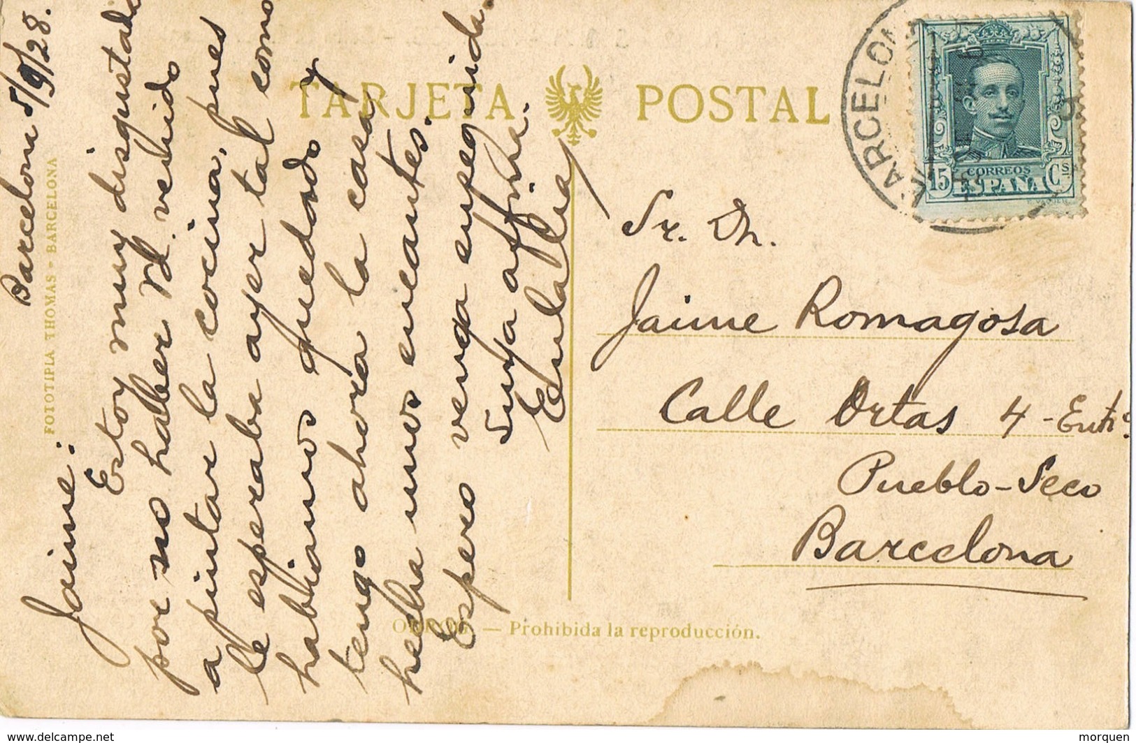 34755. Postal BARCELONA  1928. Vista De Central Electricas De MOLINOS, Torre Capdella (Lerida) - Cartas & Documentos