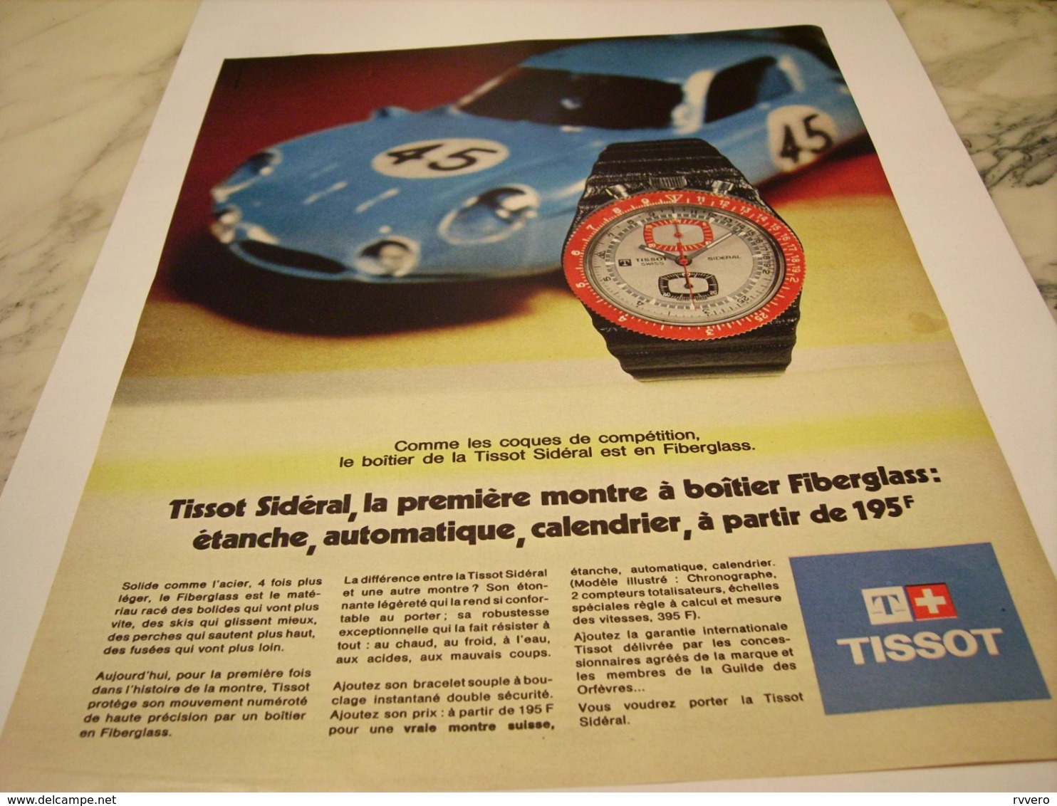 ANCIENNE PUBLICITE SIDERAL  MONTRE TISSOT 1971 - Autres & Non Classés