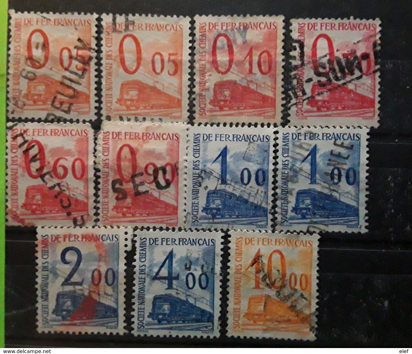 France COLIS POSTAUX 1960, 11 Timbres Obl Yvert 31 X2, 32,34,37,40,41 X2, 42,44, 46 BTB Cote 40 Euros - Usati