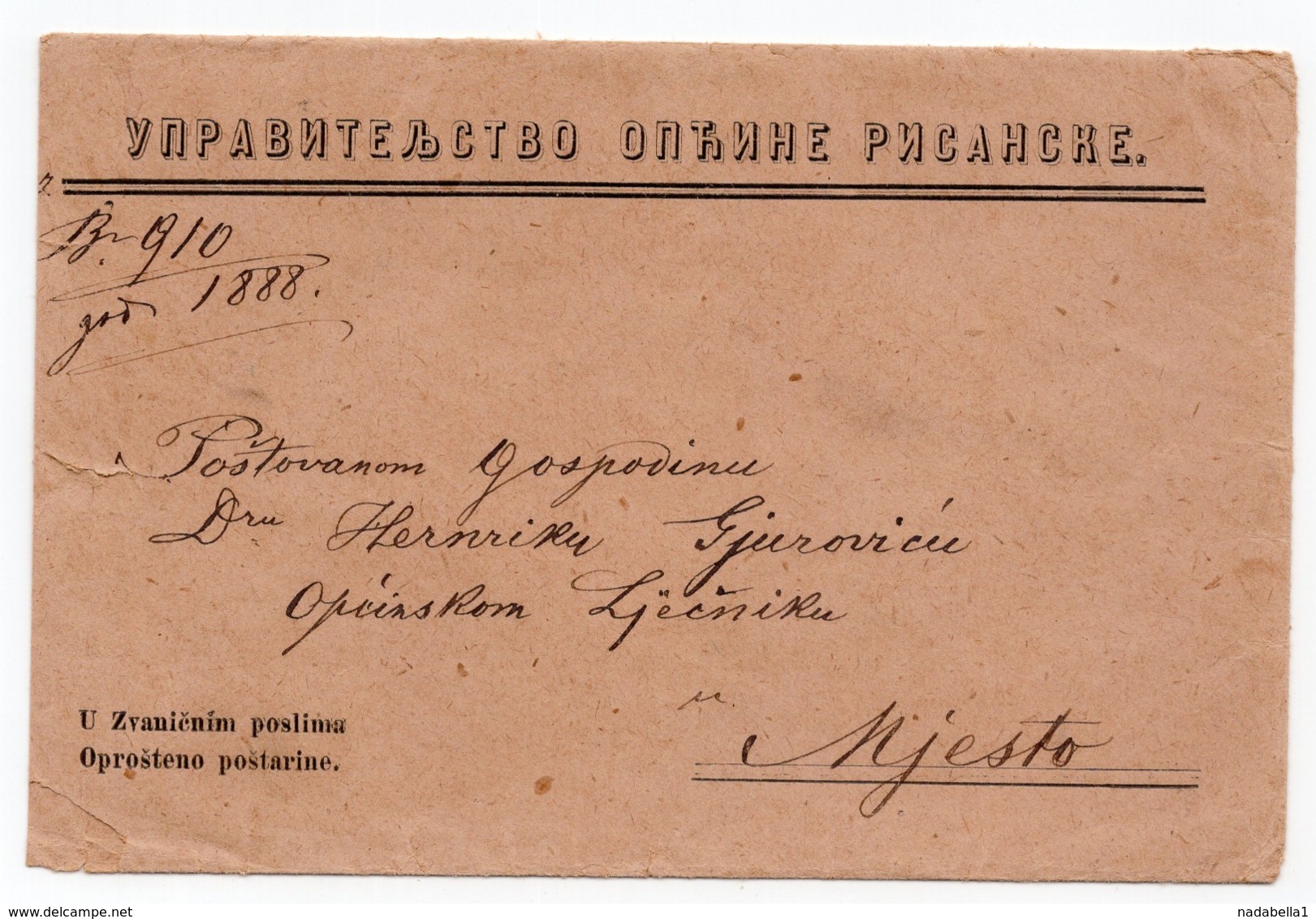 1920s YUGOSLAVIA, MONTENEGRO, RISAN, MUNICIPALITY POSTER STAMP, OPCINA RISAN - Montenegro