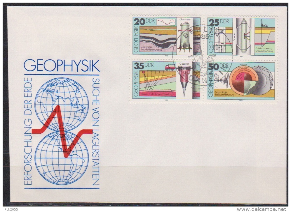 DDR FDC1980 Nr.2557 - 2560  Viererblock Geophysik (d 2467 )günstige Versandkosten - 1971-1980