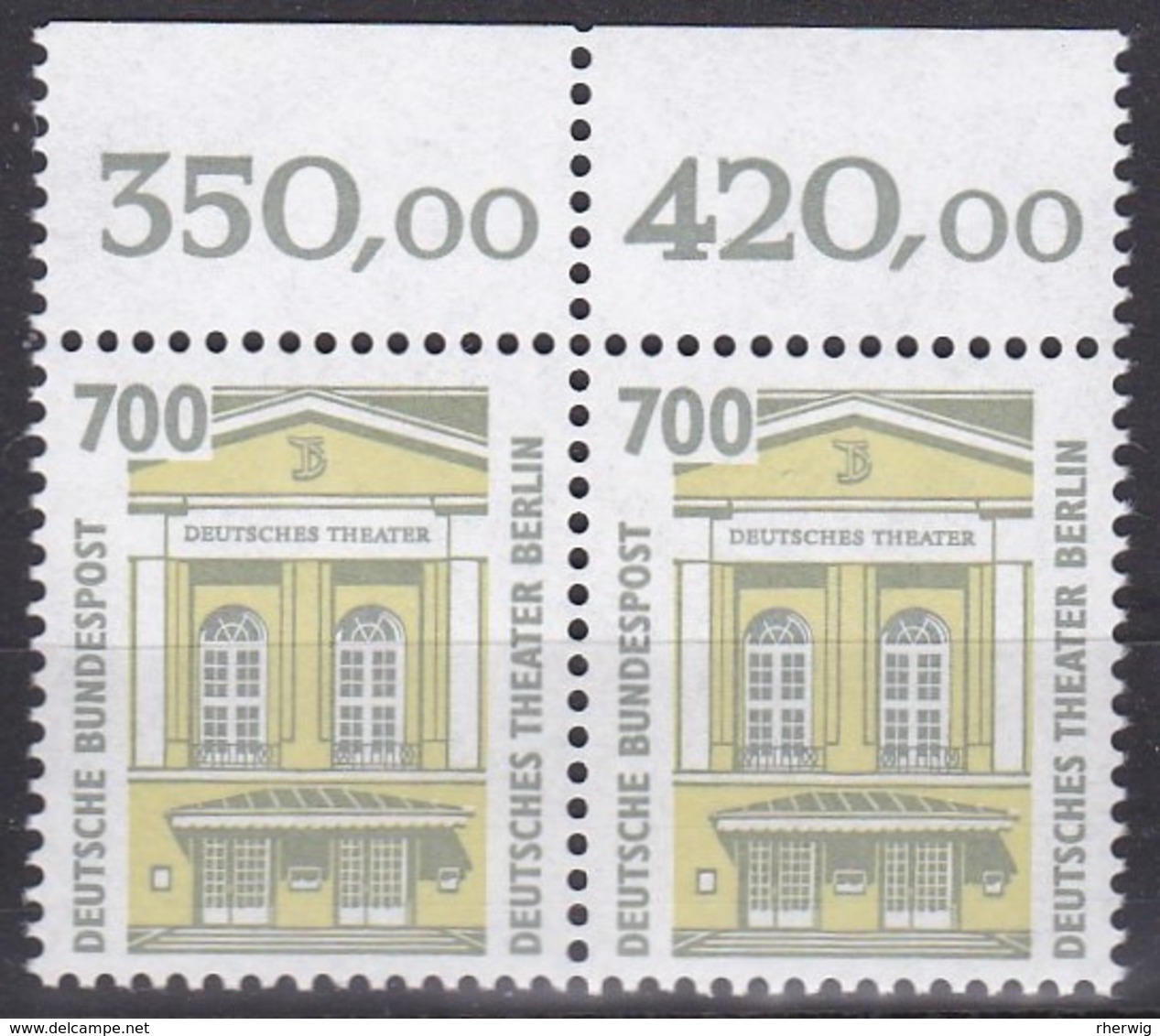 BRD, Sehenswürdigkeiten (XVI), 1993, Waagerechtes Paar  Mit Oberrand Mi.Nr. 1691 ** - Nuovi