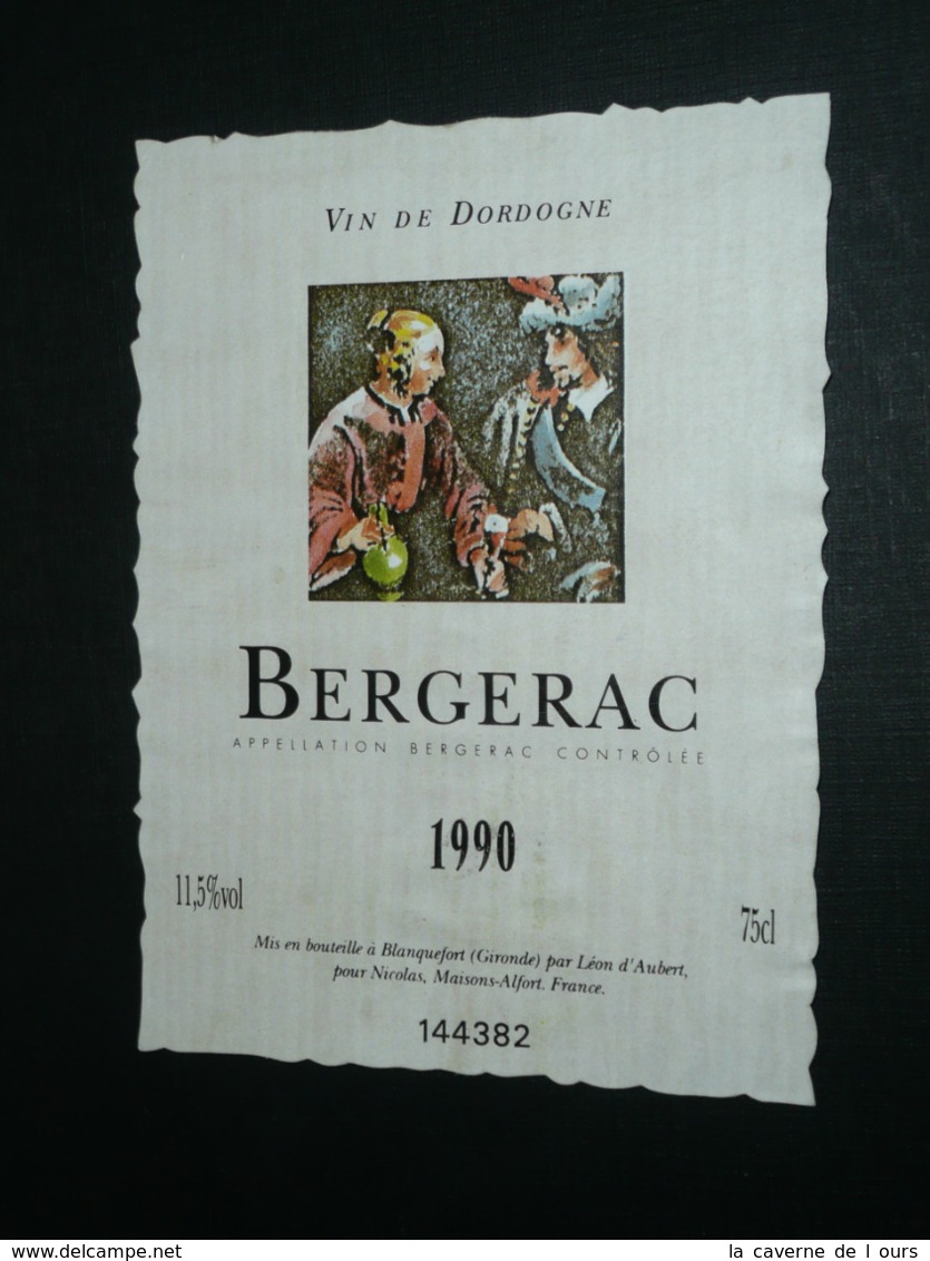 Ancienne étiquette De Vin, Bergerac Vin De Dordogne 1990 - Bergerac