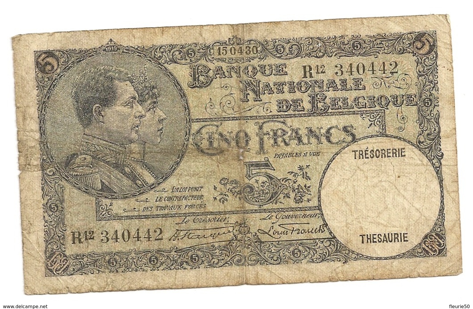 BILLET - 5 Francs/Frank, Banque Nationale De Belgique / Nationale Bank Van Belgie,1930 RARE. - Sonstige & Ohne Zuordnung