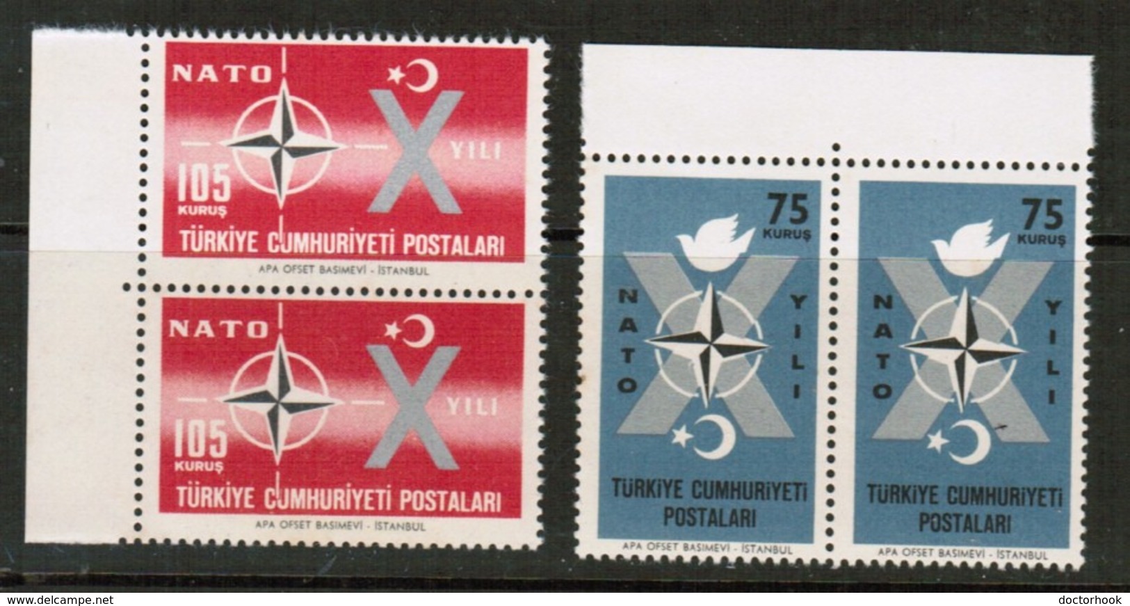 TURKEY  Scott # 1545-6** VF MINT NH PAIRS (Stamp Scan # 552) - Unused Stamps