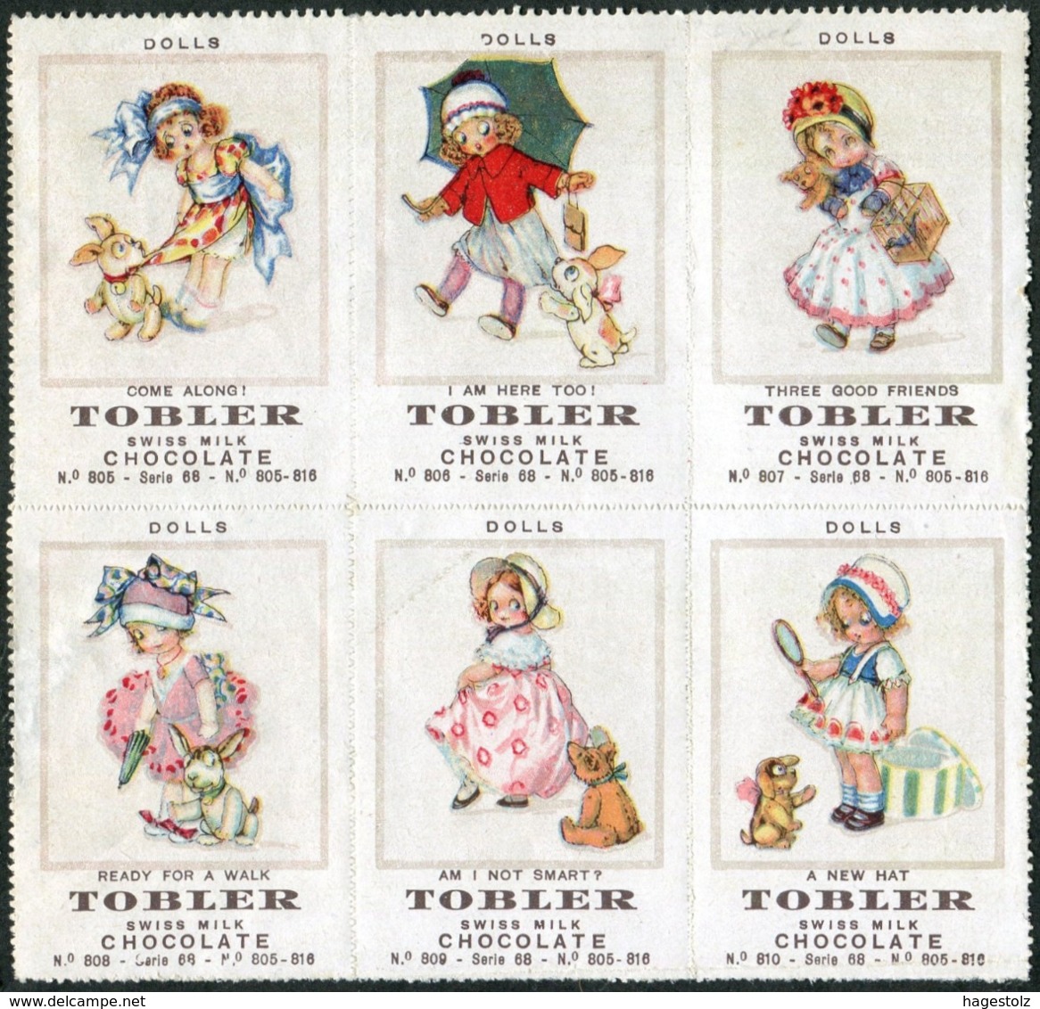 Dolls & Toys TOBLER Chocolate Dog Teddy Bear Rabbit Goose Moose Puppen Poupées Jouets Swiss Reklamemarke Poster Vignette - Muñecas