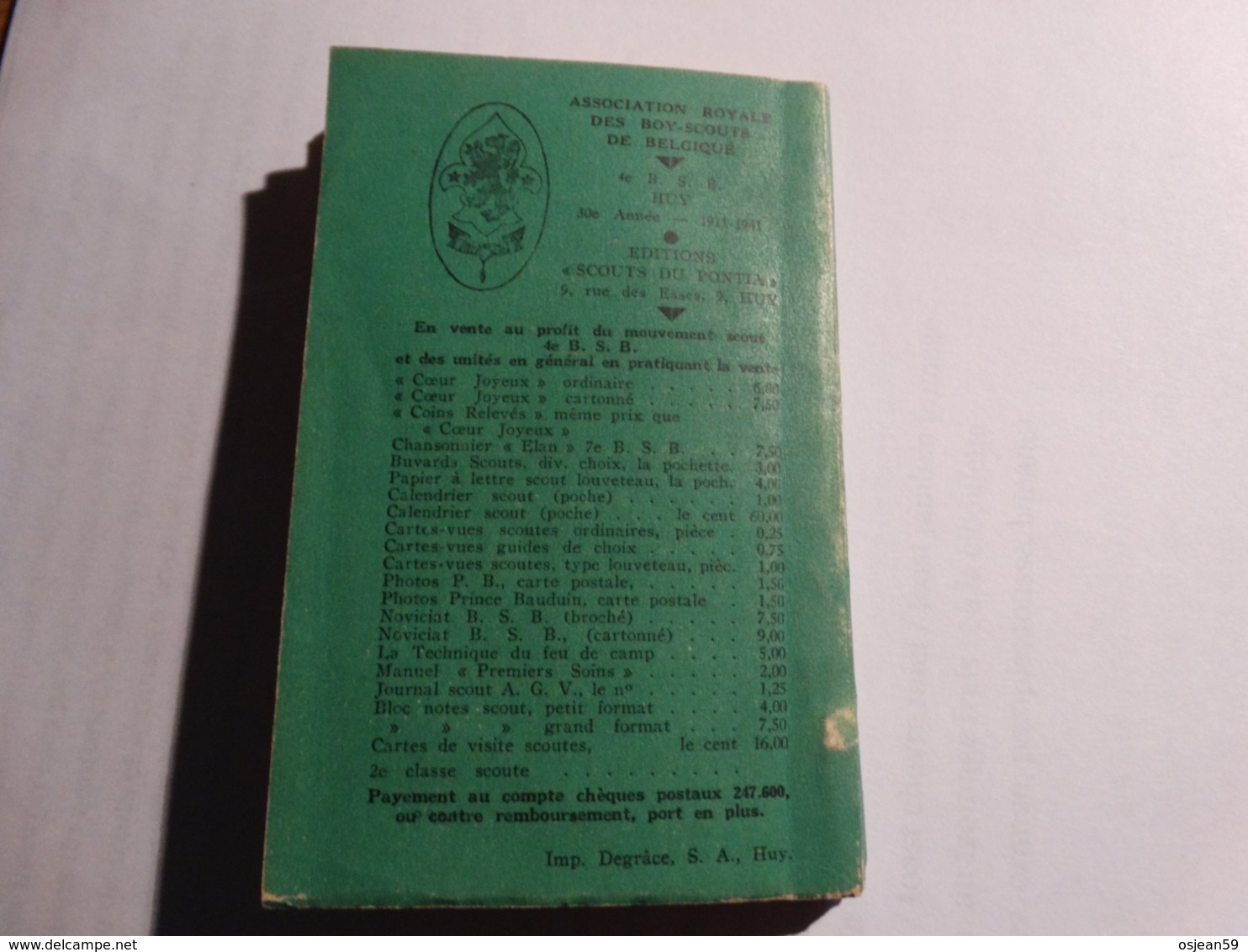 "Coins Relevé" Association Des Boys-Scouts De Belgique - Editions "Scouts Du Pontia"Huy.(1911-1941) - België