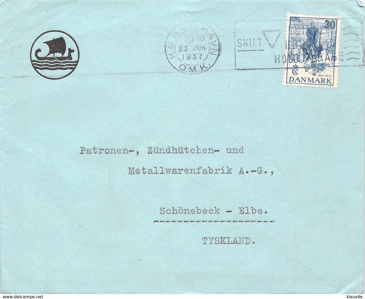 Cover Kobenhavn > Schönebeck / Elbe 1937 - Storia Postale