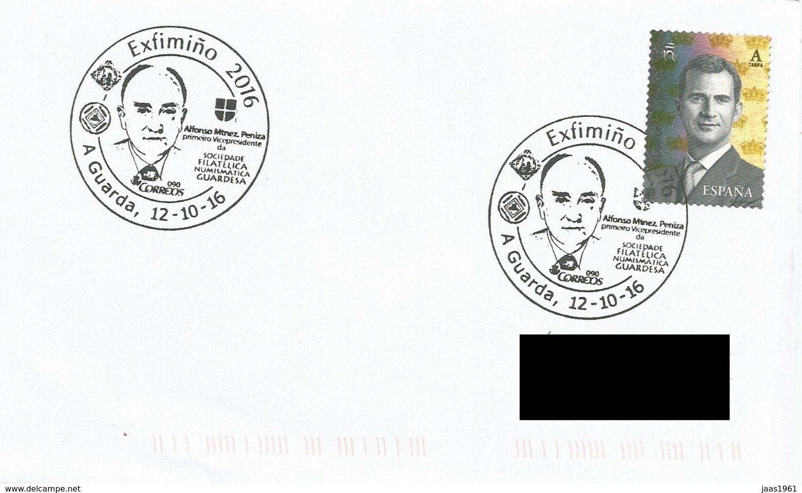 SPAIN. POSTMARK ALFONSO MARTINEZ PENIZA. EXFIMIÑO 2016. A GUARDA - Máquinas Franqueo (EMA)