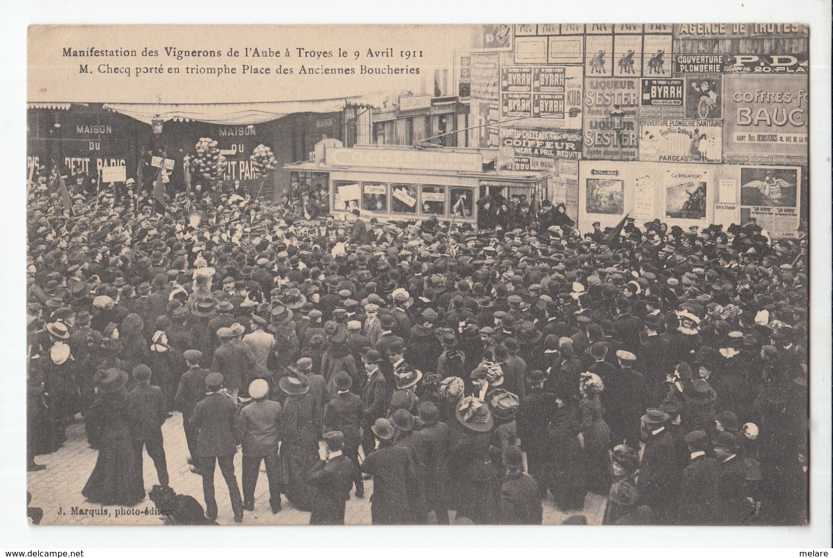 10 TROYES Manifestation Des Vignerons  De L'aube Avril 1911 Place Des Anciennes Boucheries - Troyes