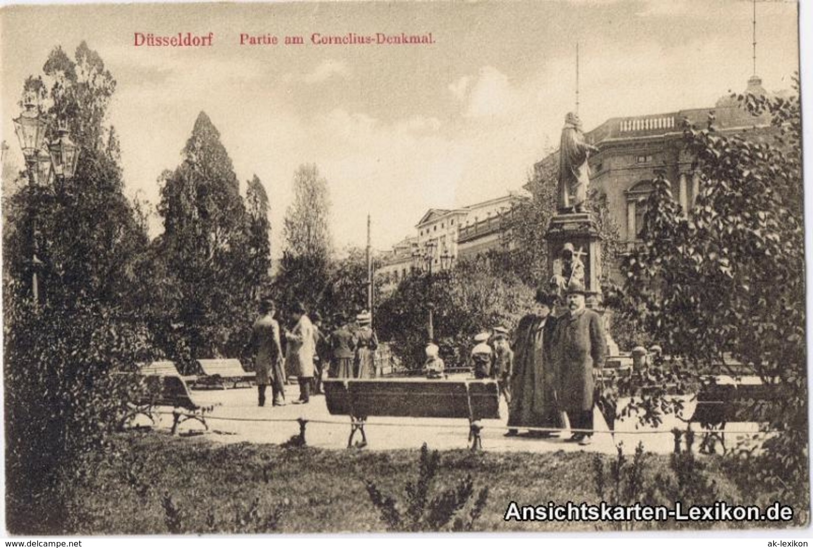 Ansichtskarte Düsseldorf Partie Am Cornelius-Denkmal - Belebt 1918 - Duesseldorf