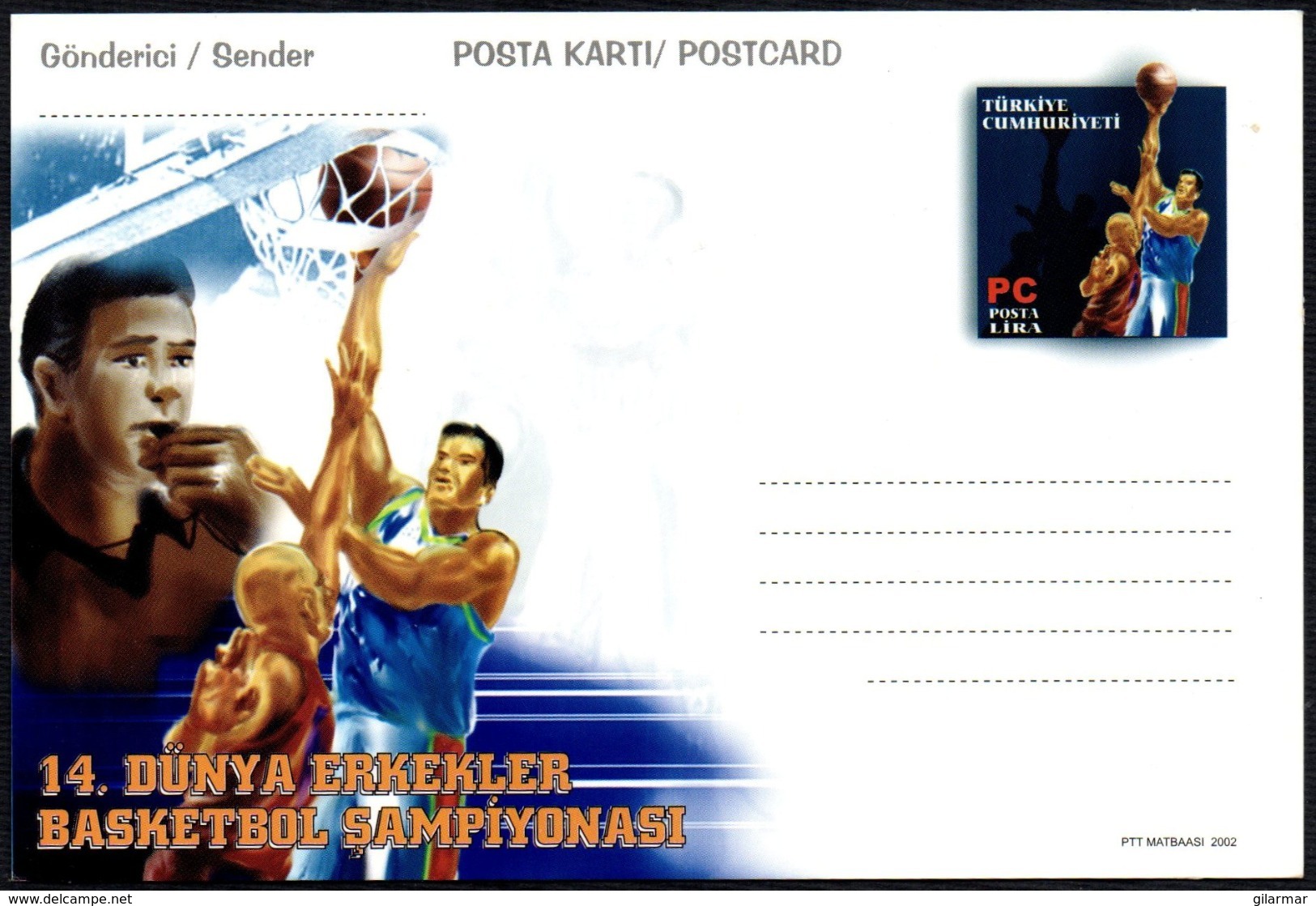 TURKEY 2002 - WORLD BASKETBALL CHAMPIONSHIP - MINT STATIONERY - Pallacanestro