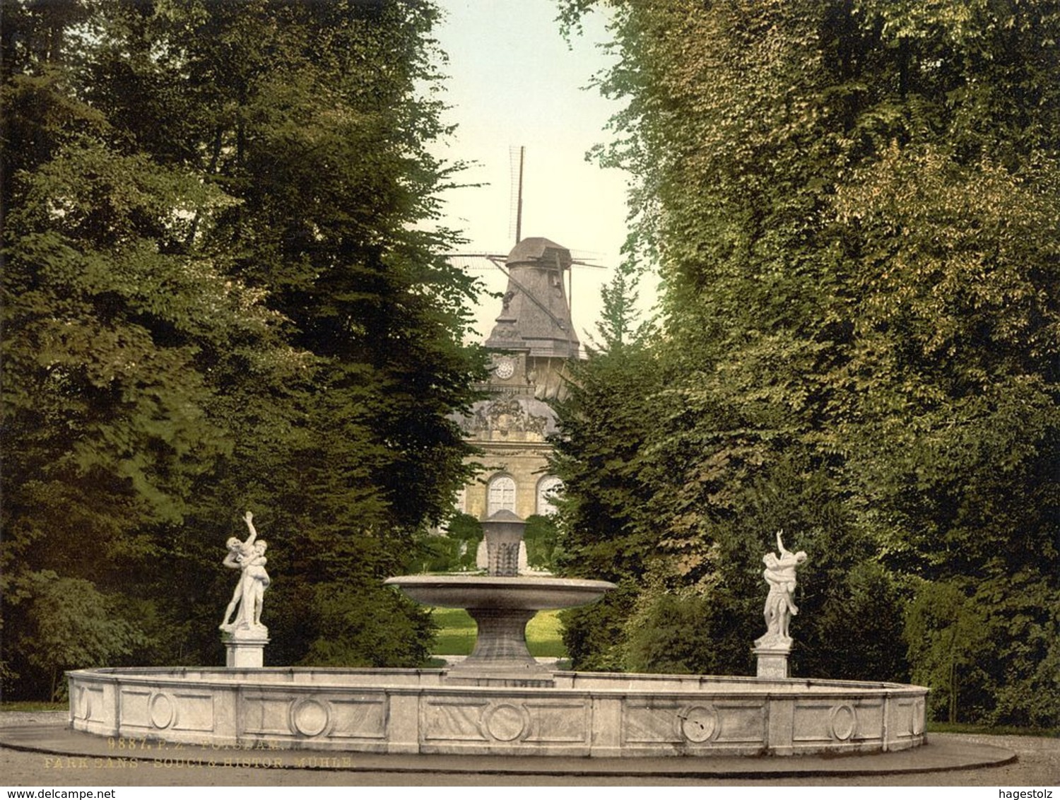 WINDMILL ABADIE Bauten Germany Potsdam Mühle Von Sanssouci Fountain Vignette Poster Reklamemarke Cigarettes Tobacco - Molinos