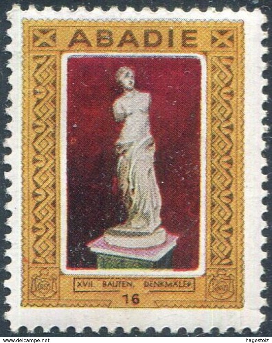 ART Ancient Greek Sculpture ABADIE Denkmäler VENUS DE MILO Louvre France Vignette Poster Reklamemarke Cigarettes Tobacco - Sculpture