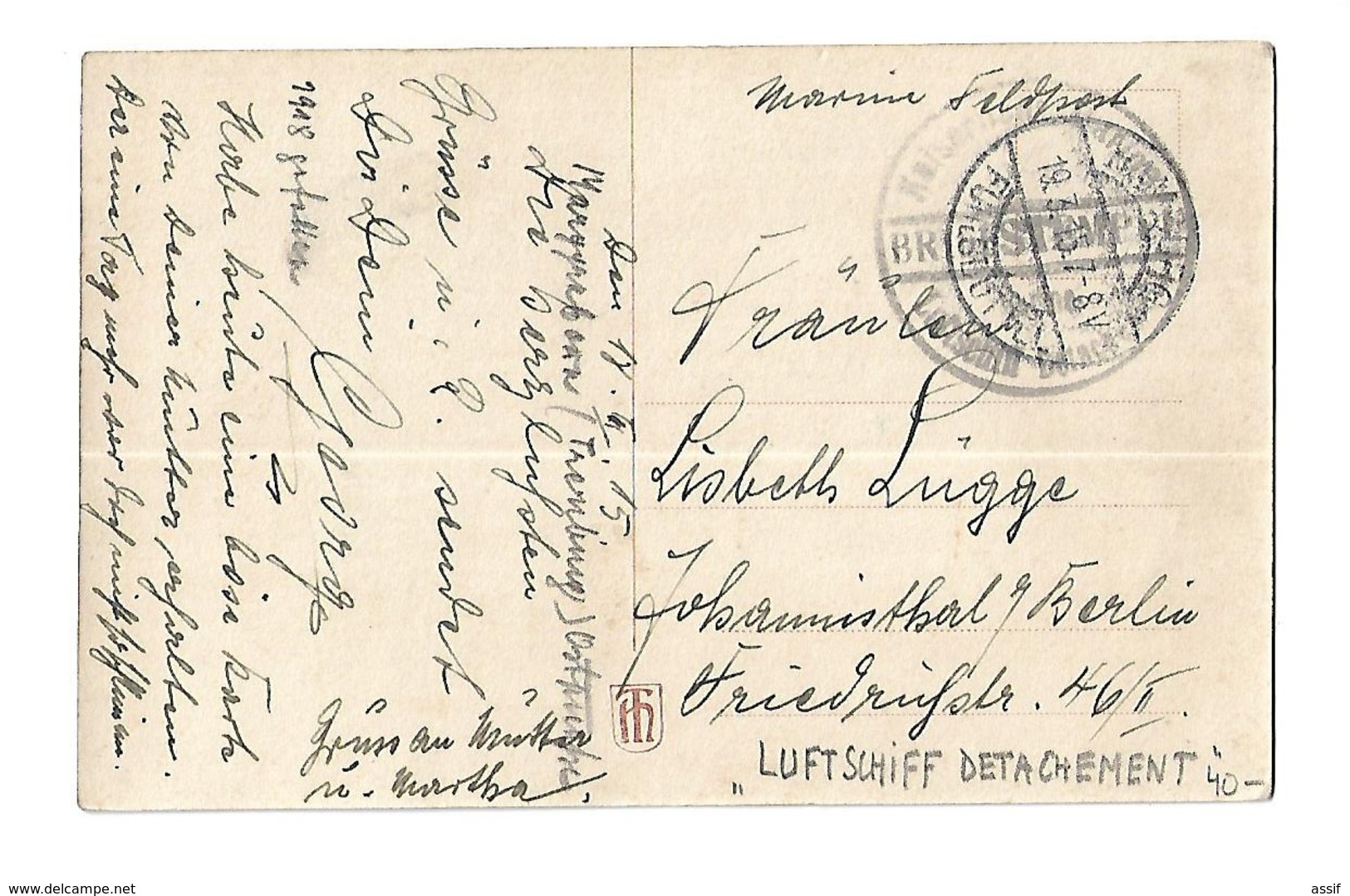 HAMBOURG MARINE 1915 FELDPOST ZEPPELIN DIRIGEABLE AVIATION /FREE SHIPPING R - Frankeermachines (EMA)