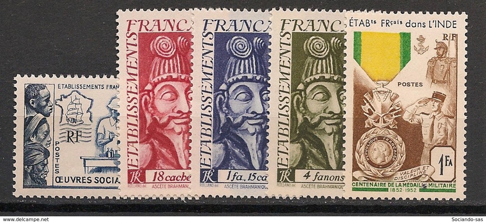 Inde - 1950-52 - N°Yv. 254 à 258 - Complet - 5v - Neuf Luxe ** / MNH / Postfrisch - Ungebraucht