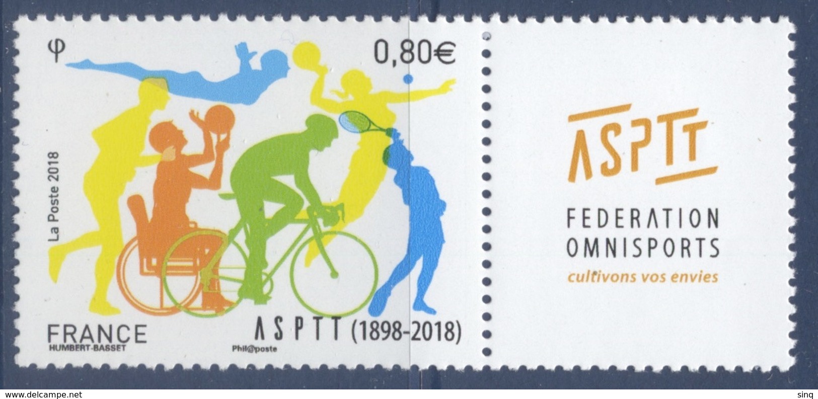 N° 5208 120e Anniversaire De L'ASPTT Faciale 0,80 € - Nuevos