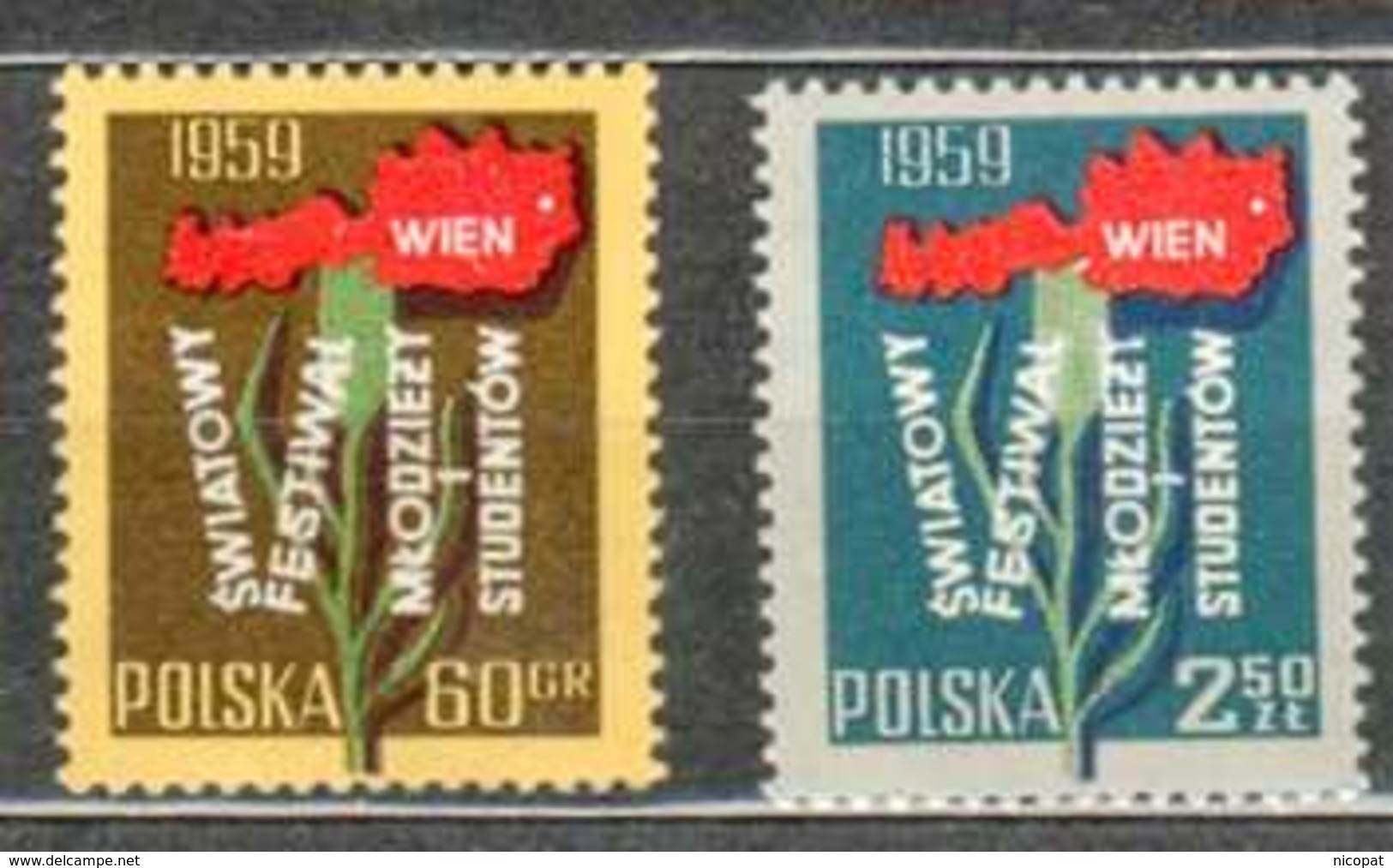 POLAND MNH ** 978-979 CONGRES INTERNATIONAL DE LA JEUNESSE ET DES ETUDIANTS à VIENNE - Neufs