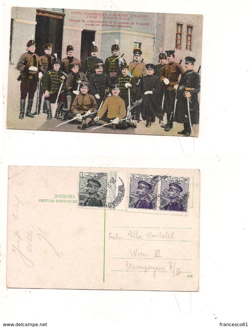 FB180 POSTCARD SERBIA MILITAR GARDE ROYALE 1913 STAMP MARK BEOGRAD - Serbie