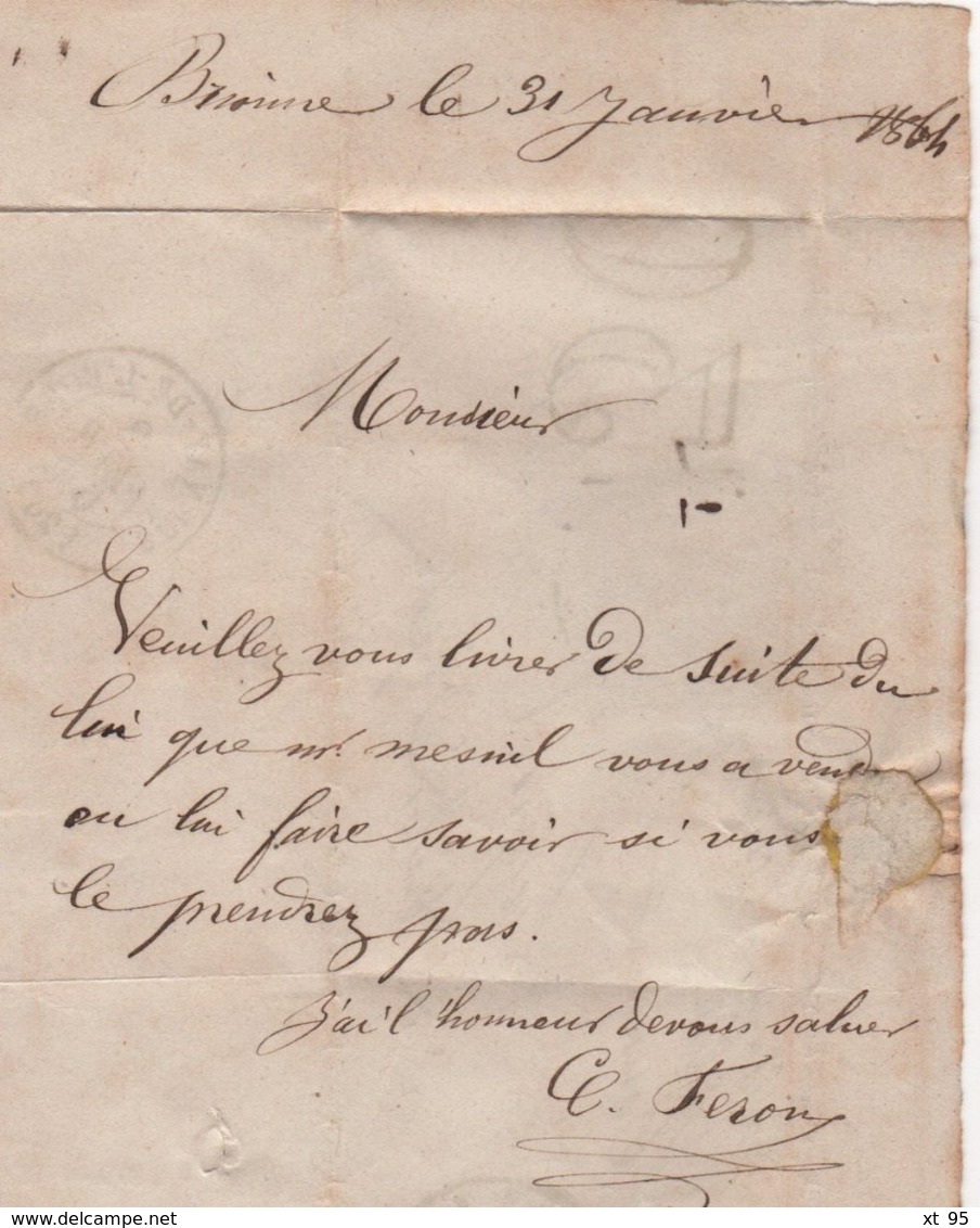 Brionne - 26 - Eure - 31 Janv 1864 - Lettre Taxee 15c Puis Reexpediee - Taxe Double Trait 30c - Rare - 1849-1876: Période Classique